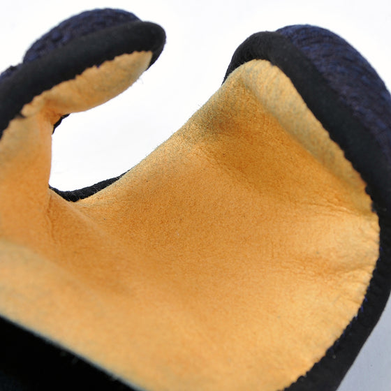 The synthetic clarino leather used for the palm of the kote.