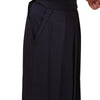 Full length view of the vixia hakama when worn, seen form the side.