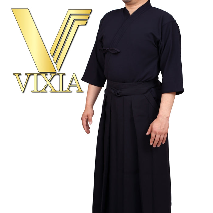 Full view of the vixia unifrom set next to the vixia logo.