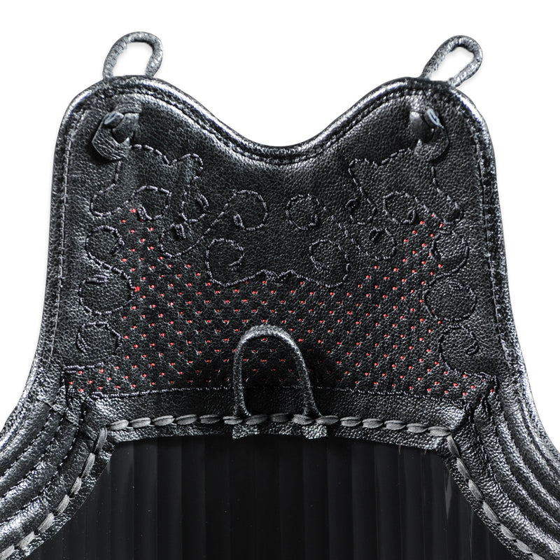 Close up view of the rear stitching on the mune.